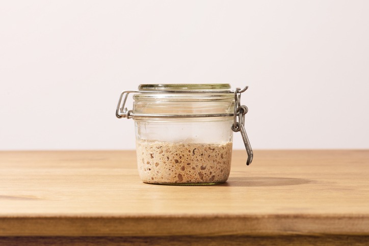 Organic homemade rye sourdough for bread baking
