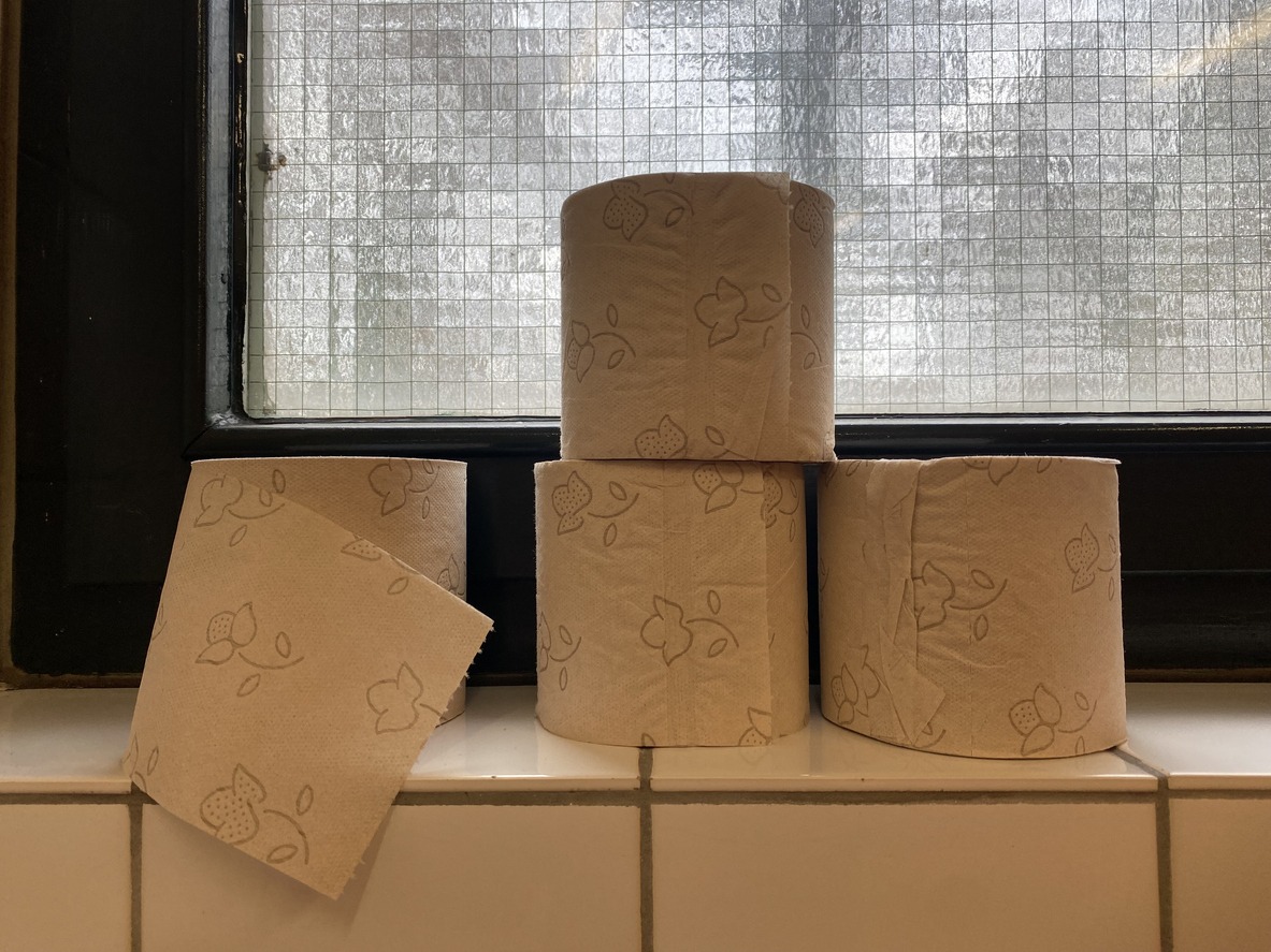 Stack of recycled toilet paper